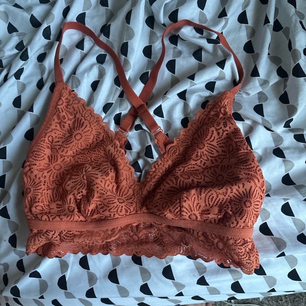 burnt orange lace bra